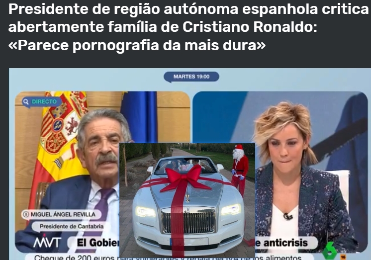西班牙电视播乔治娜送C罗豪车新闻，地方人士不满：不道德的行为